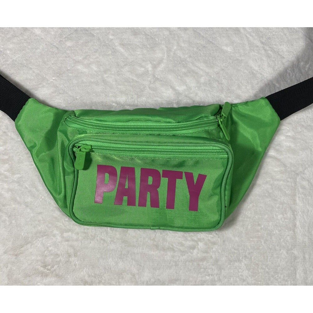 SoJourner Neon Green Party Fanny Pack Festival Sling Bag Travel Two Zip Pockets
